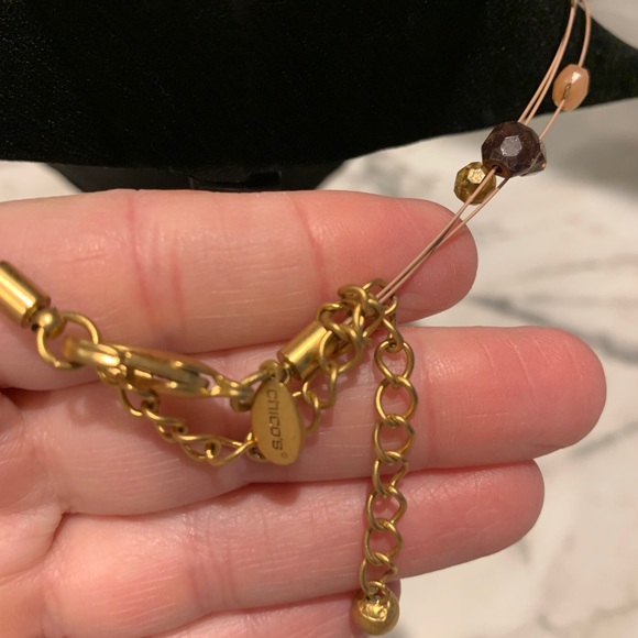 Chico's Animal Print Pendant Beaded‎ Wire Necklace - Picture 6 of 6